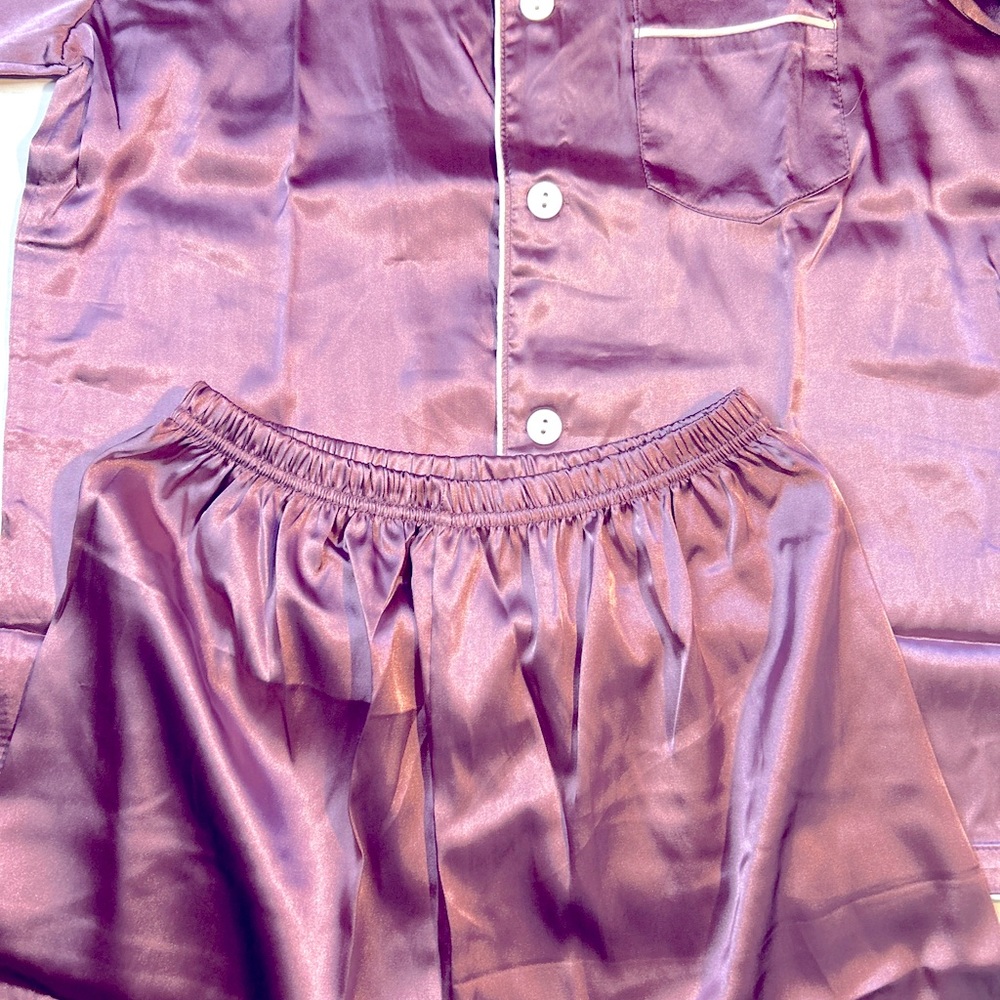 Kids size 8-9 year old weixinbuy satin silk purple pajama set